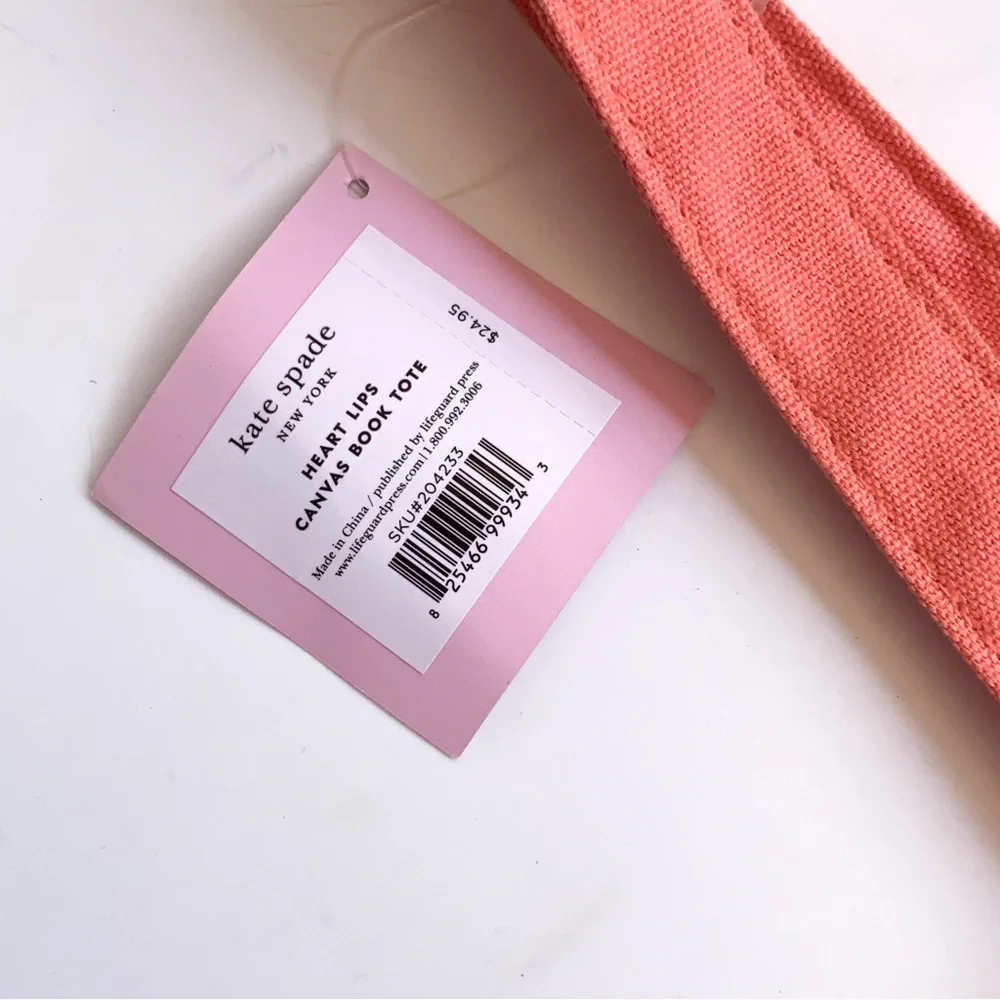 Kate Spade Coral Tote Heart Lips - Picture 3 of 5